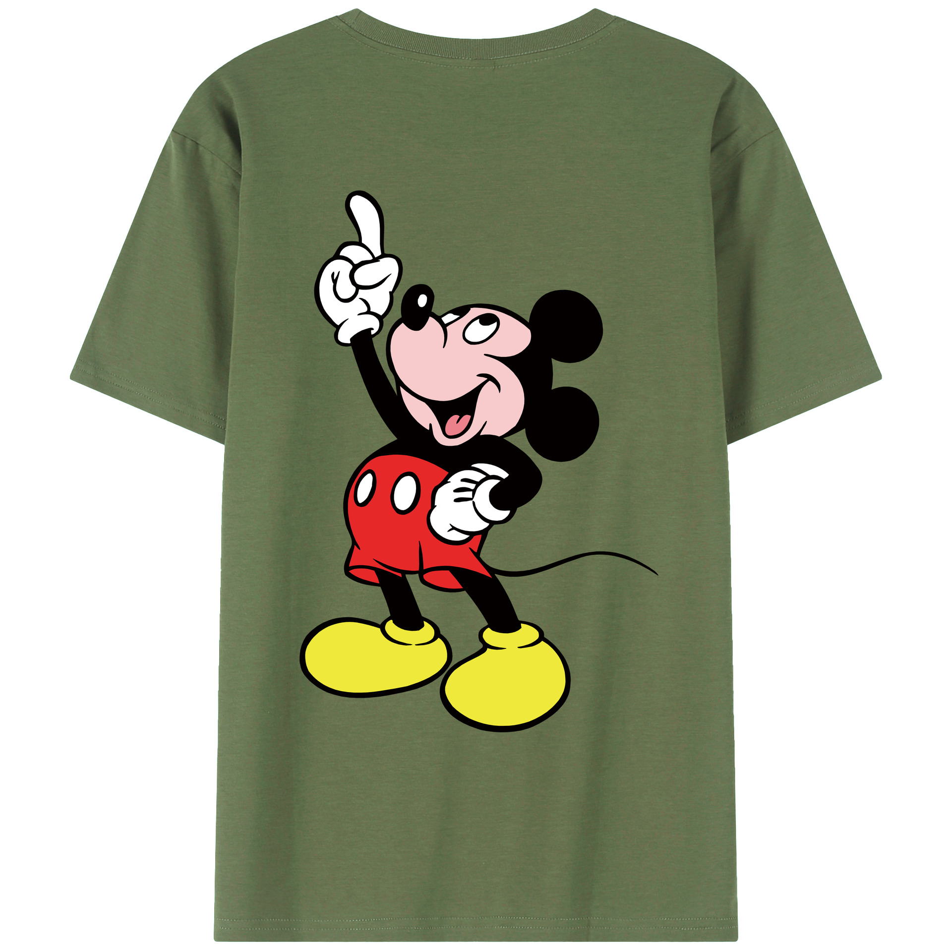 ミッキーマウス Mickey Mouse 綿100％ メンズ半袖Tシャツ（バックプリント） 通気性